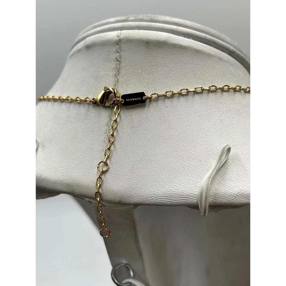Coach Pegged Signature Interlocking Open Enamel Circle Link Gold Plated Necklace